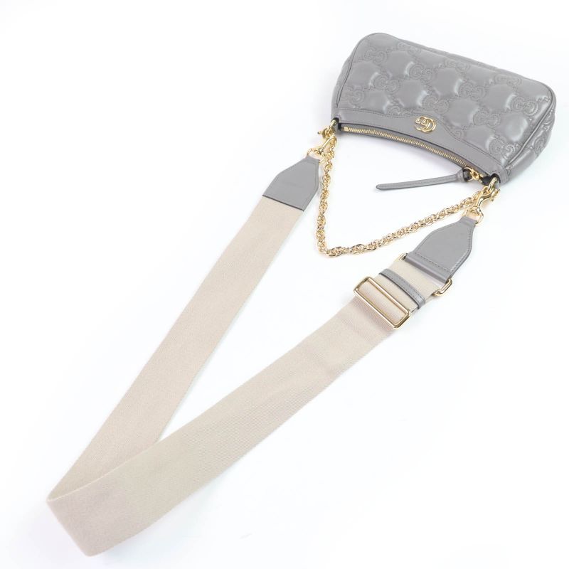 Gucci 735049 Ggmatelasse Leather 2WAY Handbag Shoulder Bag Grey Storage