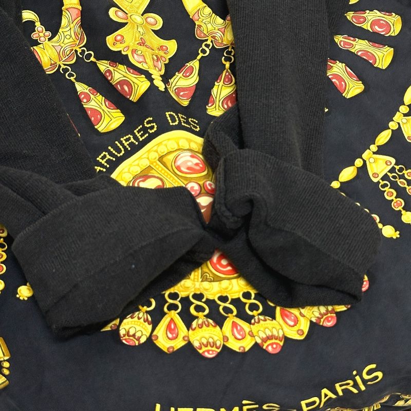 Hermes Long-sleeved Shirt Vintage Twillraine Silk Black And Gold