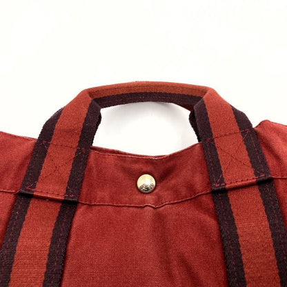 Hermes Fourre Tout MM Handbag Tote Bag Handbag Bag Silver Hardware Canvas Red