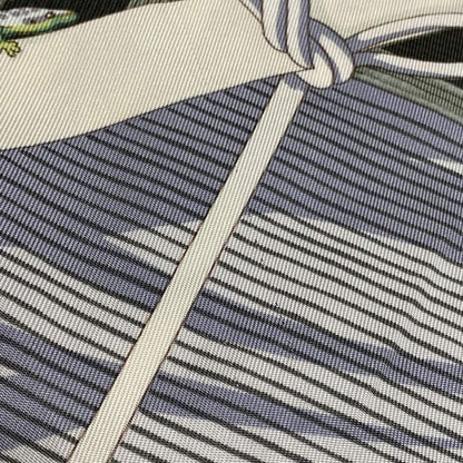 Hermes Long Sleeve Shirt Blouse Size 36 S Women's - Ivory Purple And Multi Silk