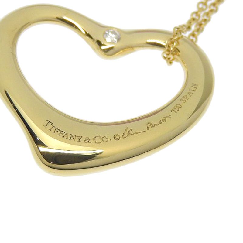 Tiffany & Co Open Heart Long 18K Yellow Gold And Diamonds Ladies 7.8g Necklace