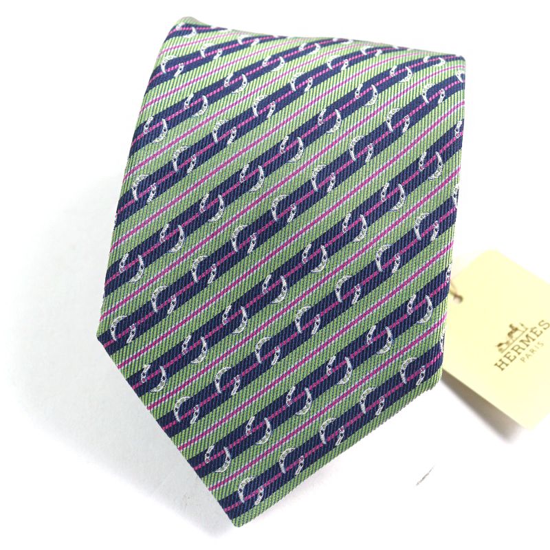 Hermes 659087t Cravate SOIE Lourde 100% Cravat Silk Pomme Marine Fuchsia