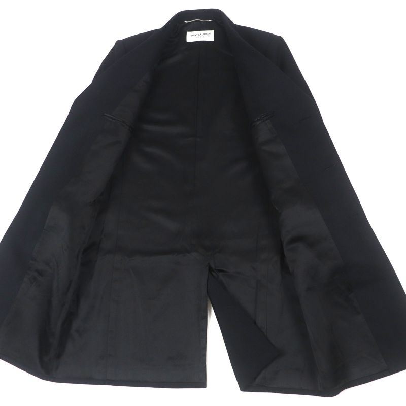  Saint Laurent Paris 579819 Wool Cashmere Single Chester Coat Black 48 Hanger