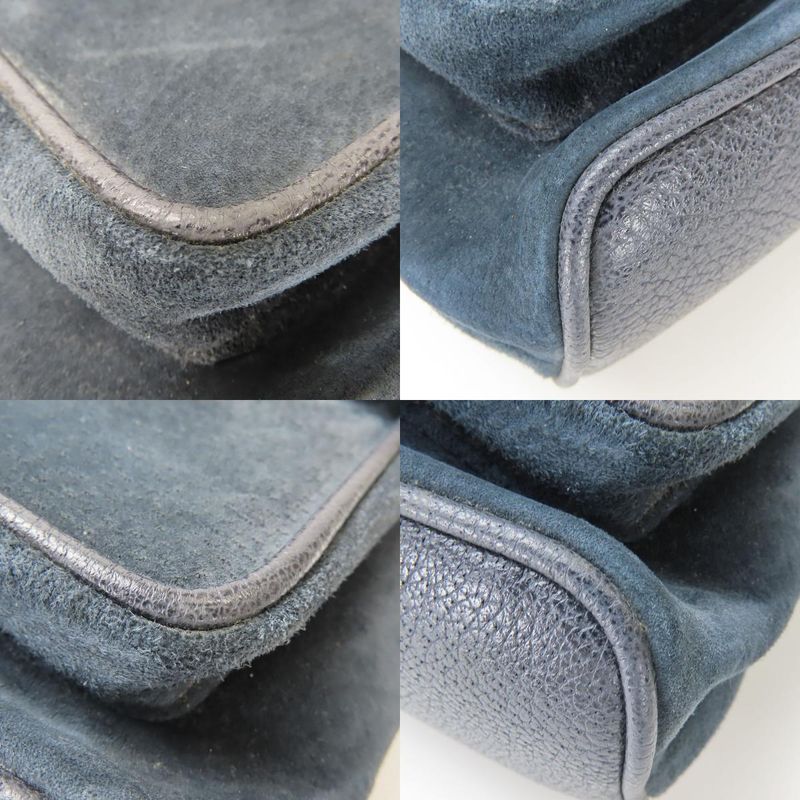 Gucci Backpack Daypack 003.58.0016 Bamboo Suede Leather Navy Gold Hardware