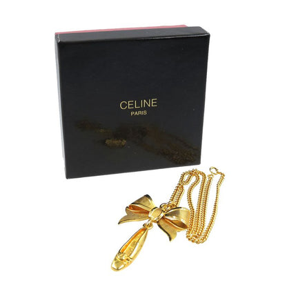 Celine Ribbon Pumps Metal Gold Necklace 0049 Celine