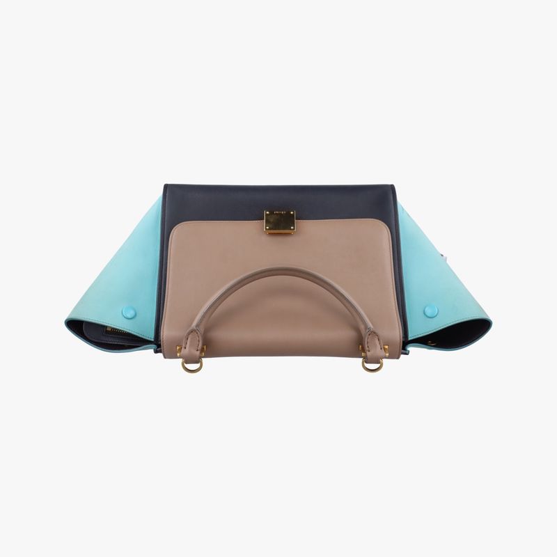 Celine Trapeze Small Beige X Black X Blue Leather X Suede W-vp-2155 W-mm-2175