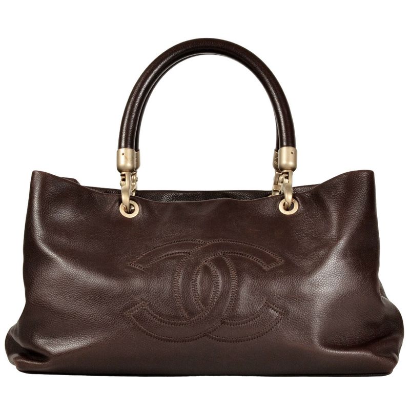 Chanel Coco Mark Decacoco Handbag Caviar Skin Brown Gold Hardware