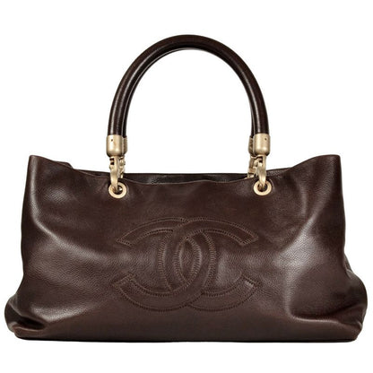 Chanel Coco Mark Decacoco Handbag Caviar Skin Brown Gold Hardware