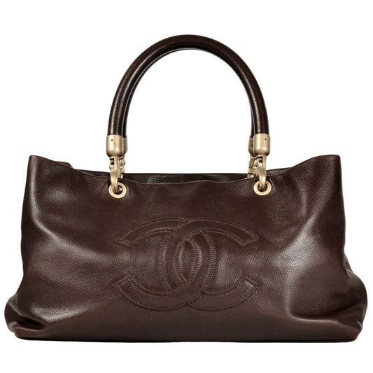 Chanel Coco Mark Decacoco Handbag Caviar Skin Brown Gold Hardware