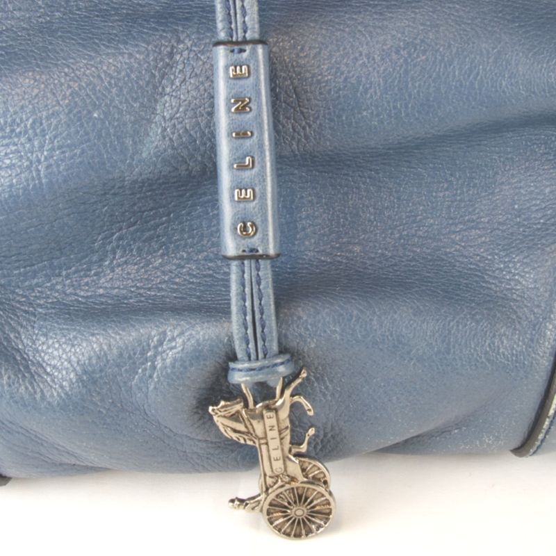 Celine Bittersweet Handbag Leather Blue Stylish Shape Carriage Hardware