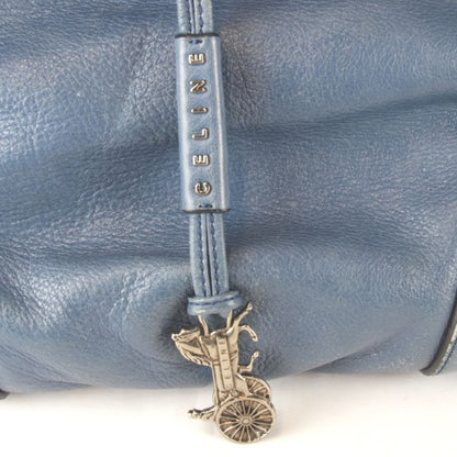 Celine Bittersweet Handbag Leather Blue Stylish Shape Carriage Hardware