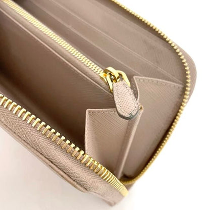 Prada Round Zipper Long Wallet Beige 1ml506 Wallet Excellent Condition