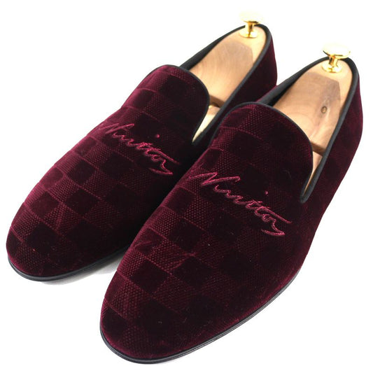 Louis Vuitton Hauteuil Line Logo Embroidery Velvet Damier Shoes Loafers