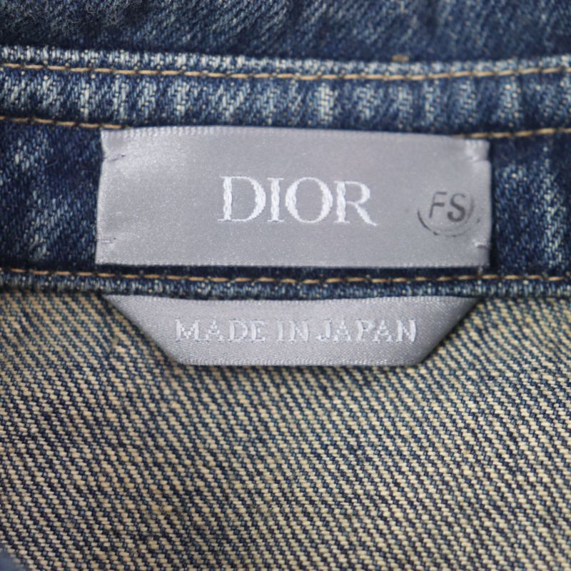 DIOR Homme 22AW 113d585by513 100% Cotton Leather Washed Denim Jacket With Logo