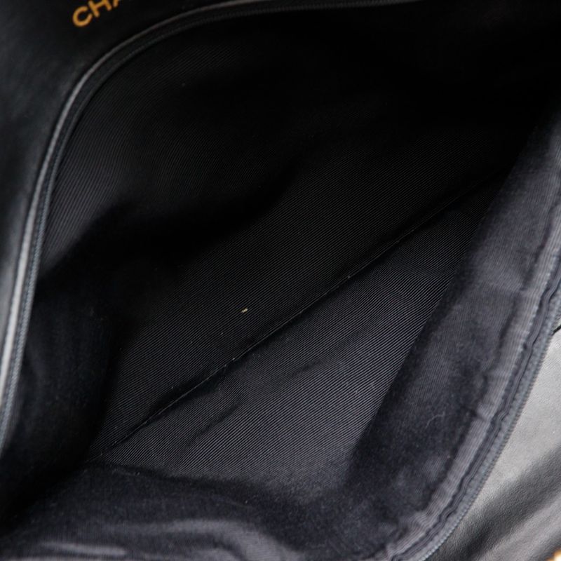 Chanel Matelasse Logo Vintage A05943 Calf Black Ladies Boston Bag