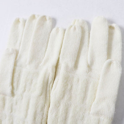 Fendi 00018401 Wool Zucca Pattern Knit Gloves/ Gloves Ivory 42 Made In Italy