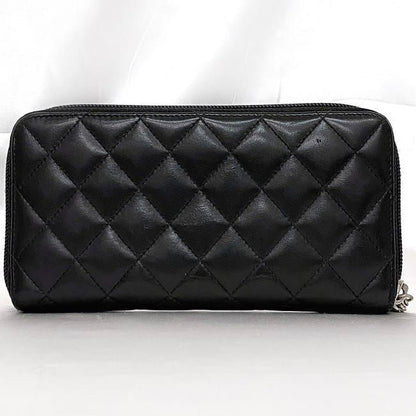 Chanel Round Zipper Long Wallet F21276 Black Cambon