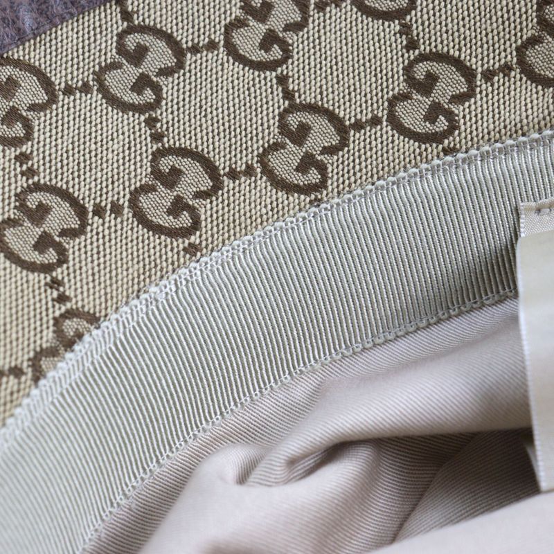 Gucci 576587 GG Canvas Fedora Hat GG Marmont Leather Trim Bucket Hat Beige