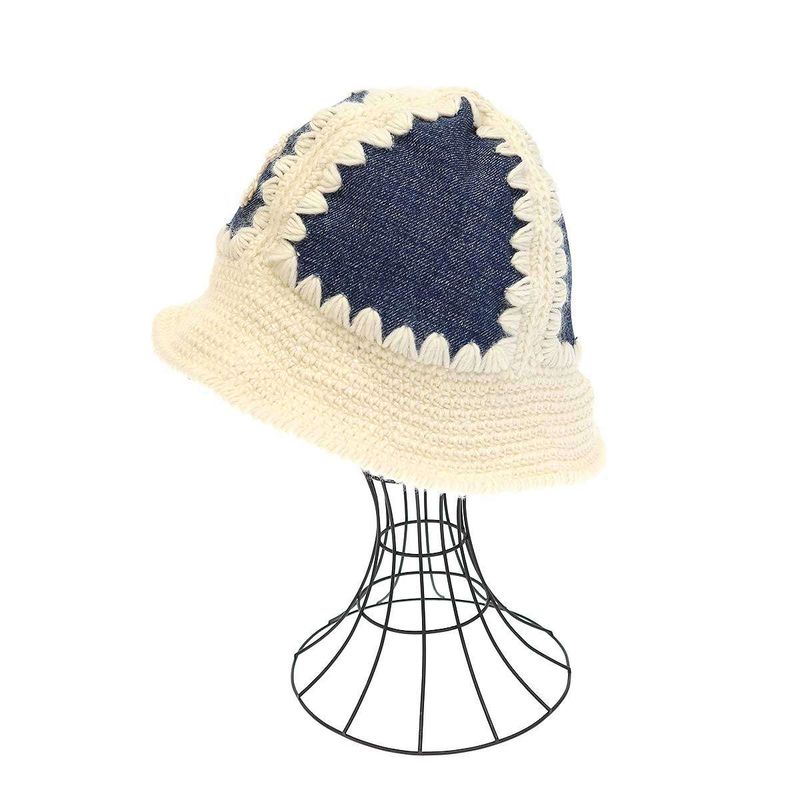 Celine 24ss Triomphe Bucket Hat Crocheted Wool and Denim Triomphe Bucket Hat
