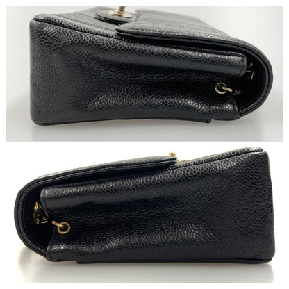 Chanel Caviar Skin Mademoiselle Chain Shoulder Bag Black