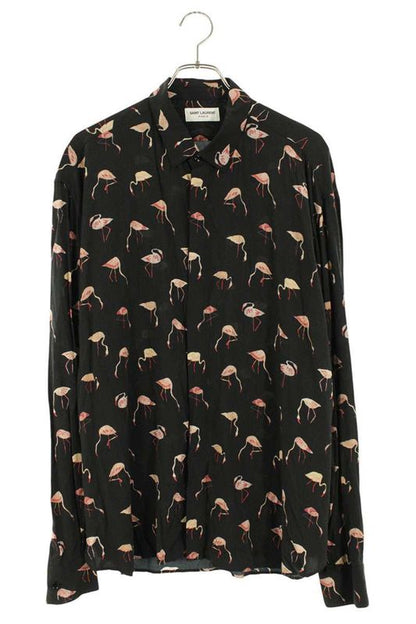 Saint Laurent Paris 18SS 485360 Y334r Rayon Long Sleeve Shirt With Flamingo