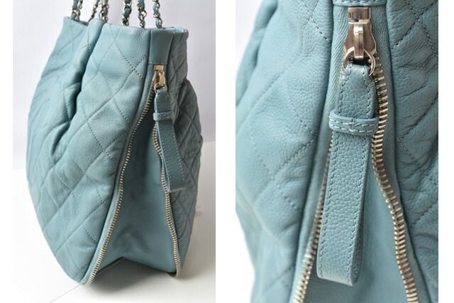 Chanel Tote Bag 2way Chanel Chain Bag Coco Mark Quilted Stitching Light Blue