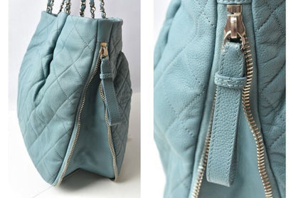 Chanel Tote Bag 2way Chanel Chain Bag Coco Mark Quilted Stitching Light Blue