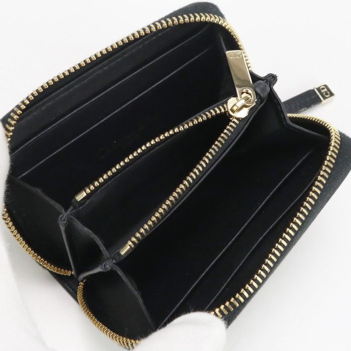 DIOR Zip Card Holder Coin Purse Calf Zip Card Holder Women's