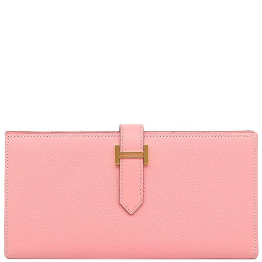 Hermes Long Wallet Bearn Souffle Vaux Epson Rose Confetti Gold Hardware Bifold