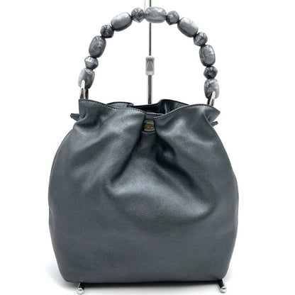 Christian DIOR Maris Pearl Handbag Leather Gray Women