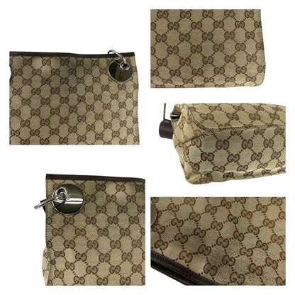 Gucci Brown Beige Silver Hardware GG Canvas 120811 Shoulder Bag Women 505313