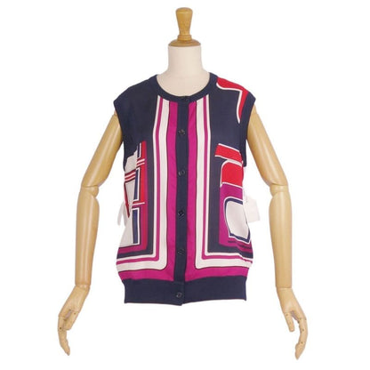Hermes Vest Gilet Silk All Over Pattern Top Women