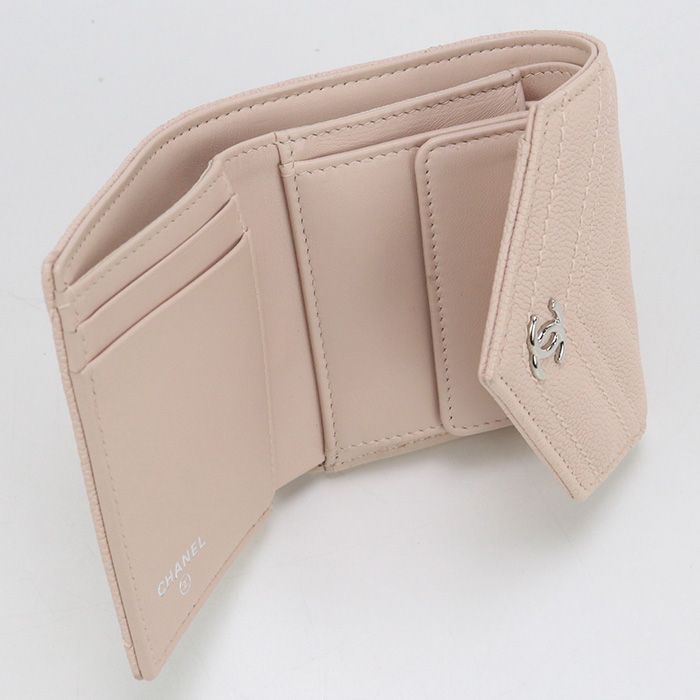 Chanel Small Flap Wallet Chevron A84346 Tri-fold Wallet With Coin Purse Caviar