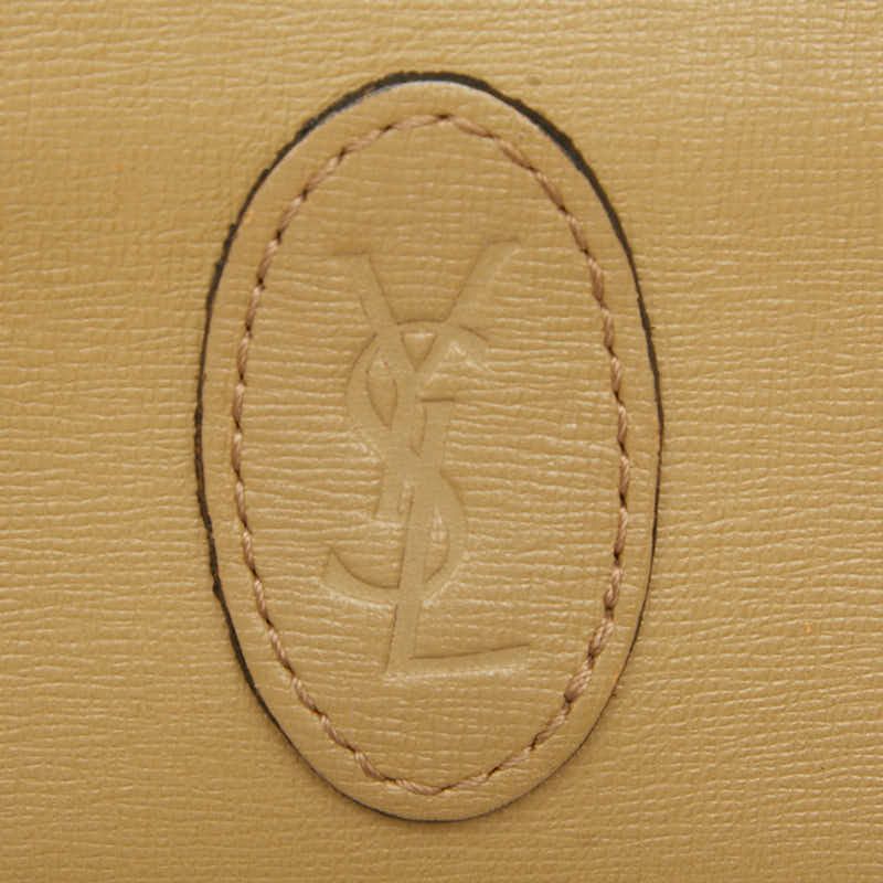 Saint Laurent YSL Logo Second Bag Clutch Bag Beige PVC Leather Women Saint