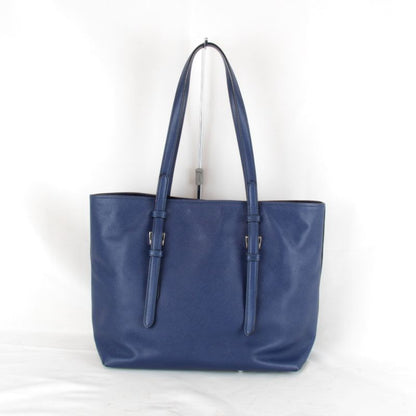 Prada Saffiano Triangle Logo Shoulder High Brand Tote Bag Leather Navy