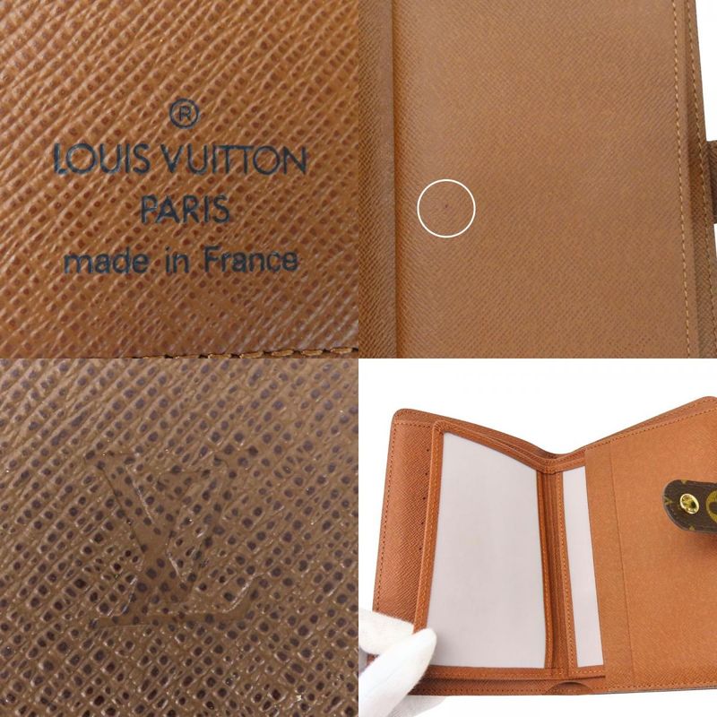 Louis Vuitton Bifold Wallet Porte Papier M61207 Monogram Brown Gold Hardware