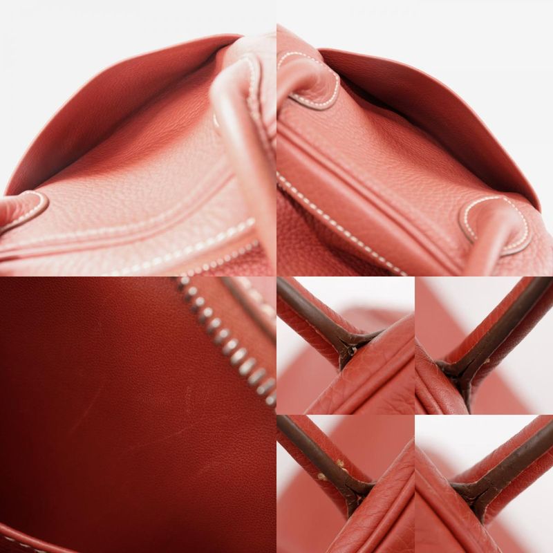 Hermes Lindy 34 2WAY Shoulder Togo Sanguine Orange/silver Hardware □O Ladies