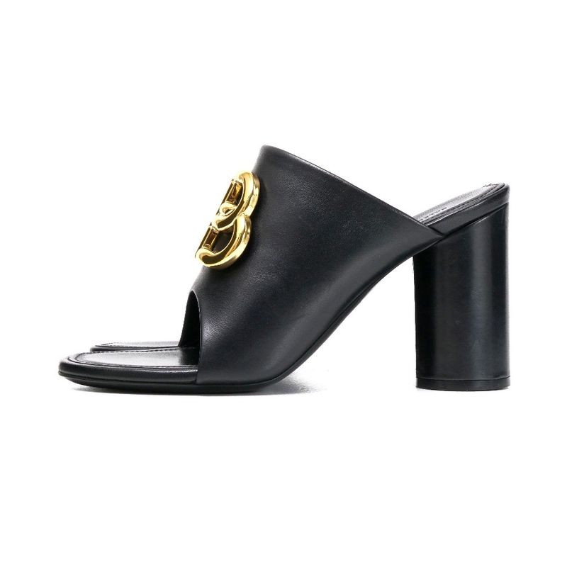 Balenciaga Sandals Size 35 BB Logo High Heel Cylinder Heel Leather Shoes