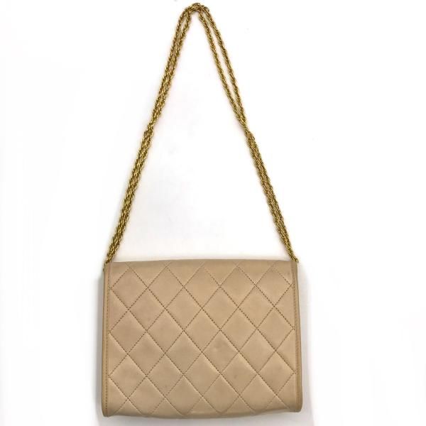 Chanel CC Logo Mini Quilted Push Lock Chain Shoulder Bag Beige