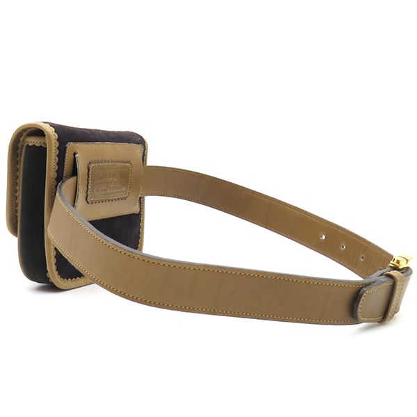 Loewe Waist Bag Belt Bag Suede Black and Brown Gold Hardware Body Bag Pouch