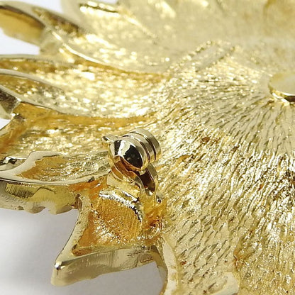 Christian Dior Brooch Metal Gold Rhinestone Plated Accessory Ladies Women