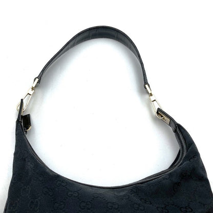 Gucci 001 4204 Shoulder Bag Handbag Black GG Canvas/leather Ladies Men Fashion
