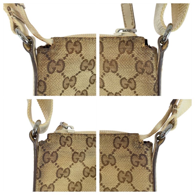 Gucci Brown Ivory Silver Hardware GG Canvas/leather 147671 Shoulder Bag