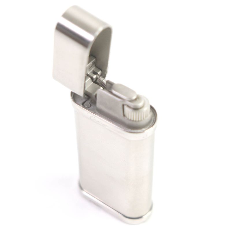 Cartier Godron Oval Hairline Roller Smoking Tool Silver Swiss