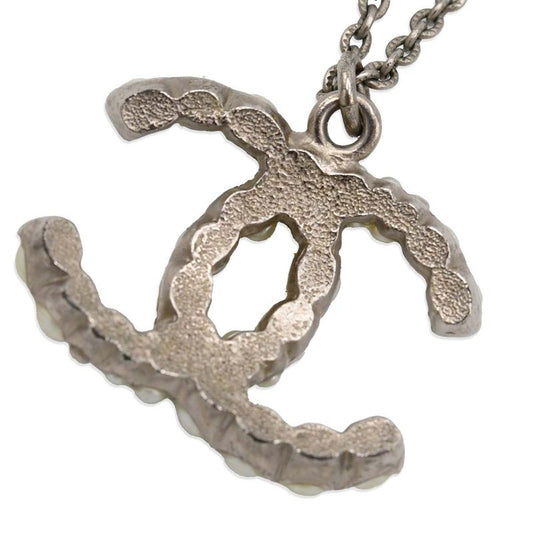 Chanel Pearl Necklace Coco Mark A14 Silver Color Total Weight Approx 11.7g With