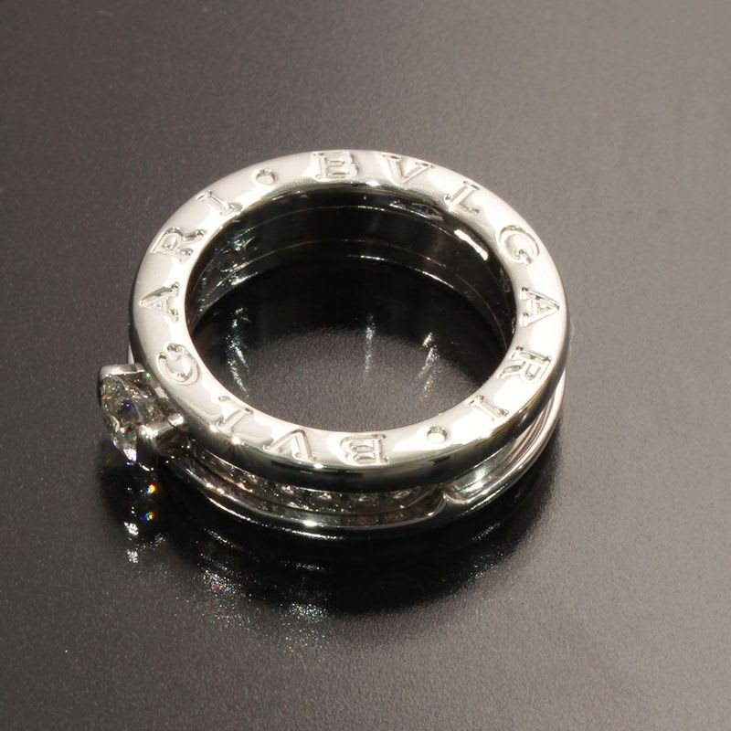 Bvlgari Ring B.zero1 Half Diamond 0.3 CT Box And Paperback 18K White