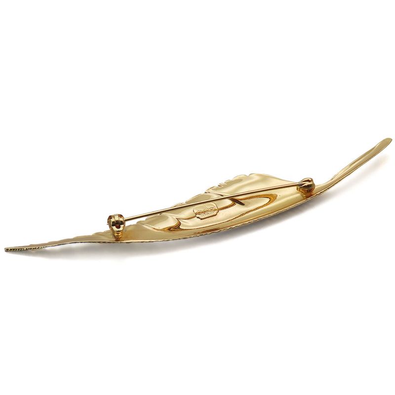 Christian Dior Brooch Metal Gold Feather Motif Plated Accessories For Women