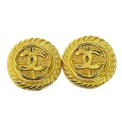 Chanel GP 93p Coco Mark Round Earrings Ladies Gold 369973 Earrings