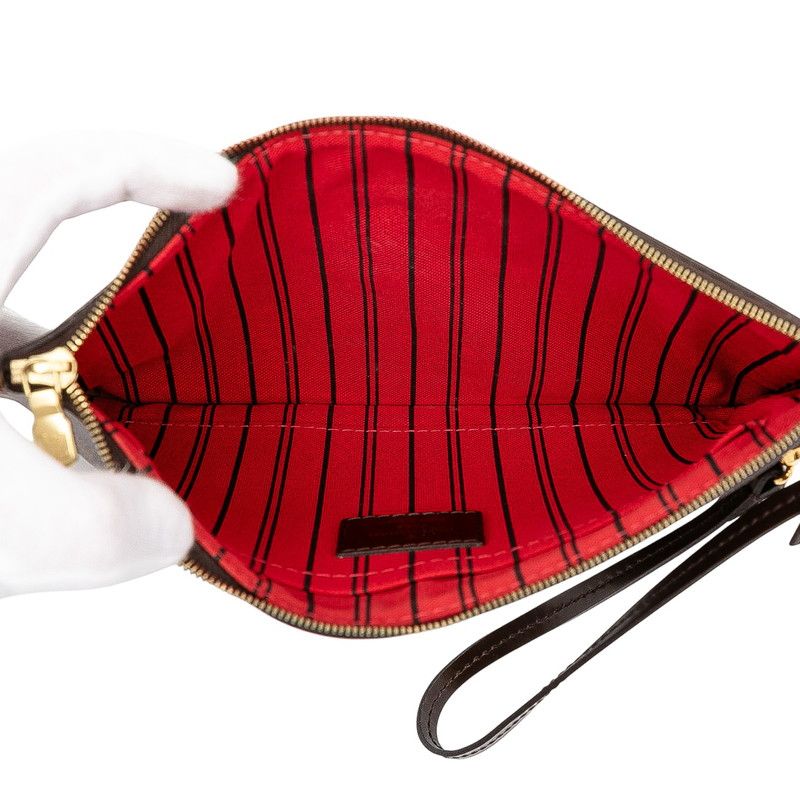 Louis Vuitton Damier Neverfull MM Accessories Pouch N41358 Ebene Brown PVC