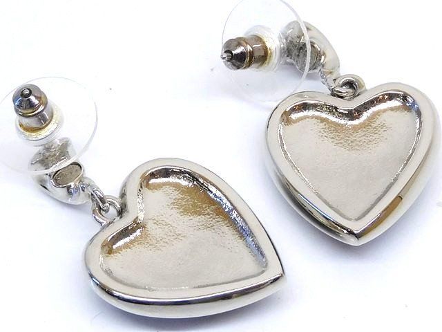 Item Chanel Earrings - C24K Coco Mark Heart Black X Silver Ladies Chanel □7G